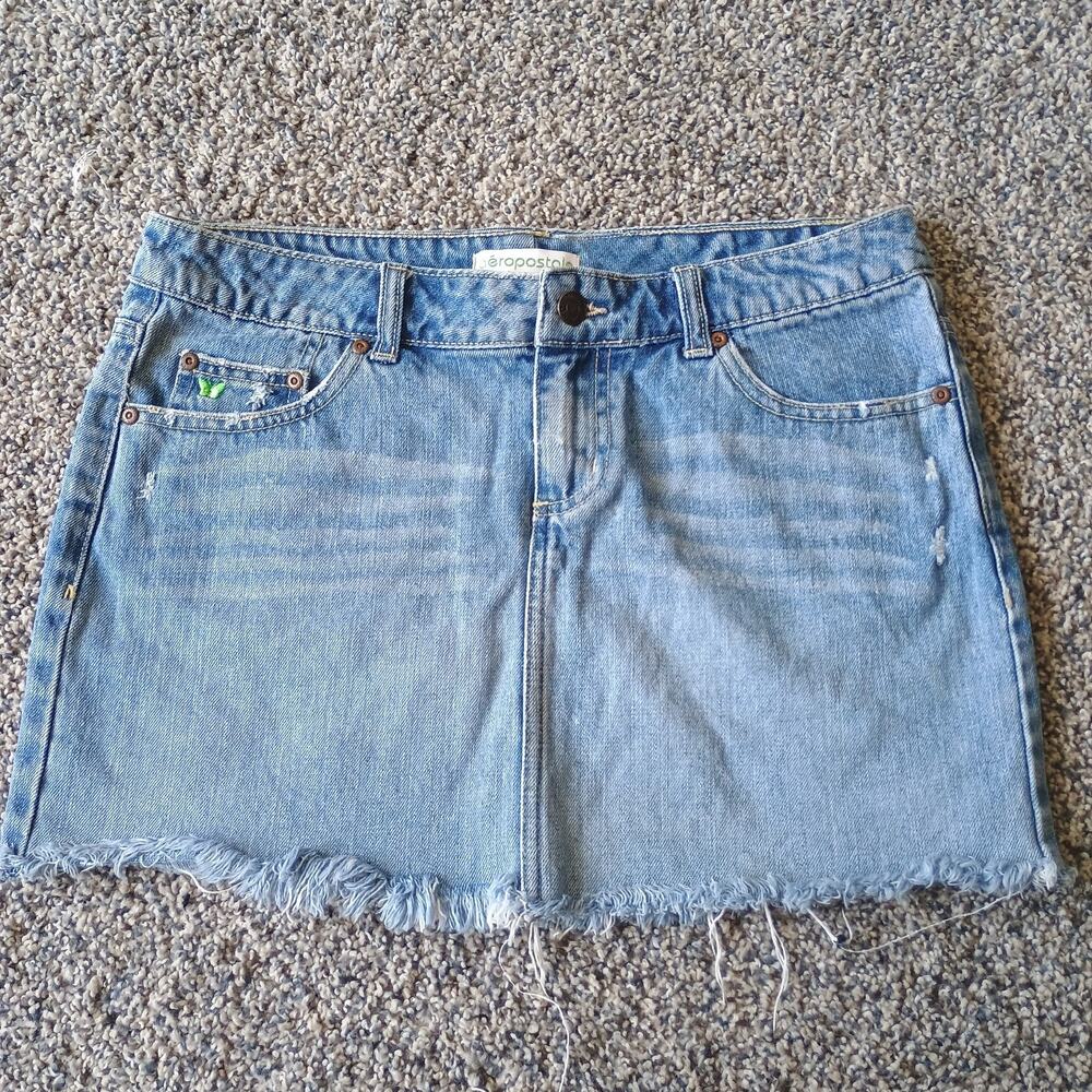 Aeropostale Vintage Y2K Denim Mini Skirt Size 5/6 31x13 Mall Grunge Fairycore
